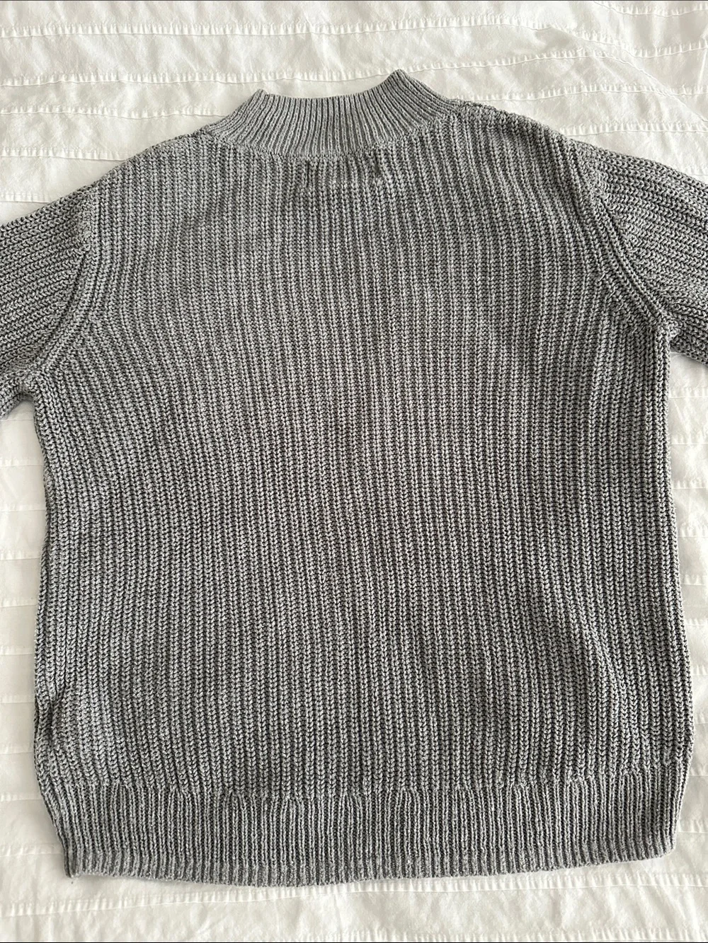 Grey Ribbed Mock Neck Sweater - Women